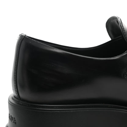 Prada Spazzolato Rois Metal Triangle Logo Monolith 55mm Loafers 37.5 Black 11 of 12