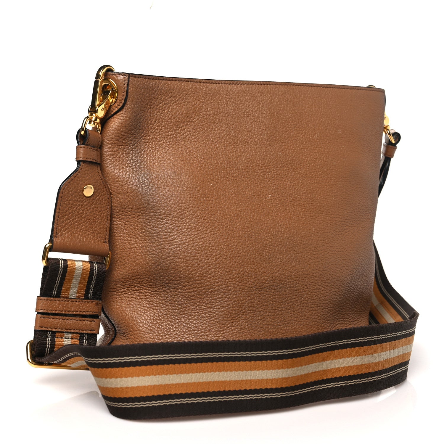 Prada Vitello Phenix Embossed Logo Shoulder Bag Brown 1689050