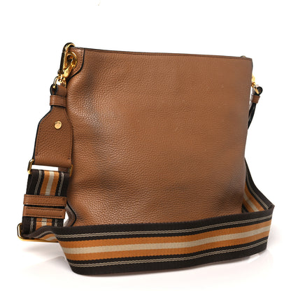 Prada Vitello Phenix Embossed Logo Shoulder Bag Brown 3 of 12