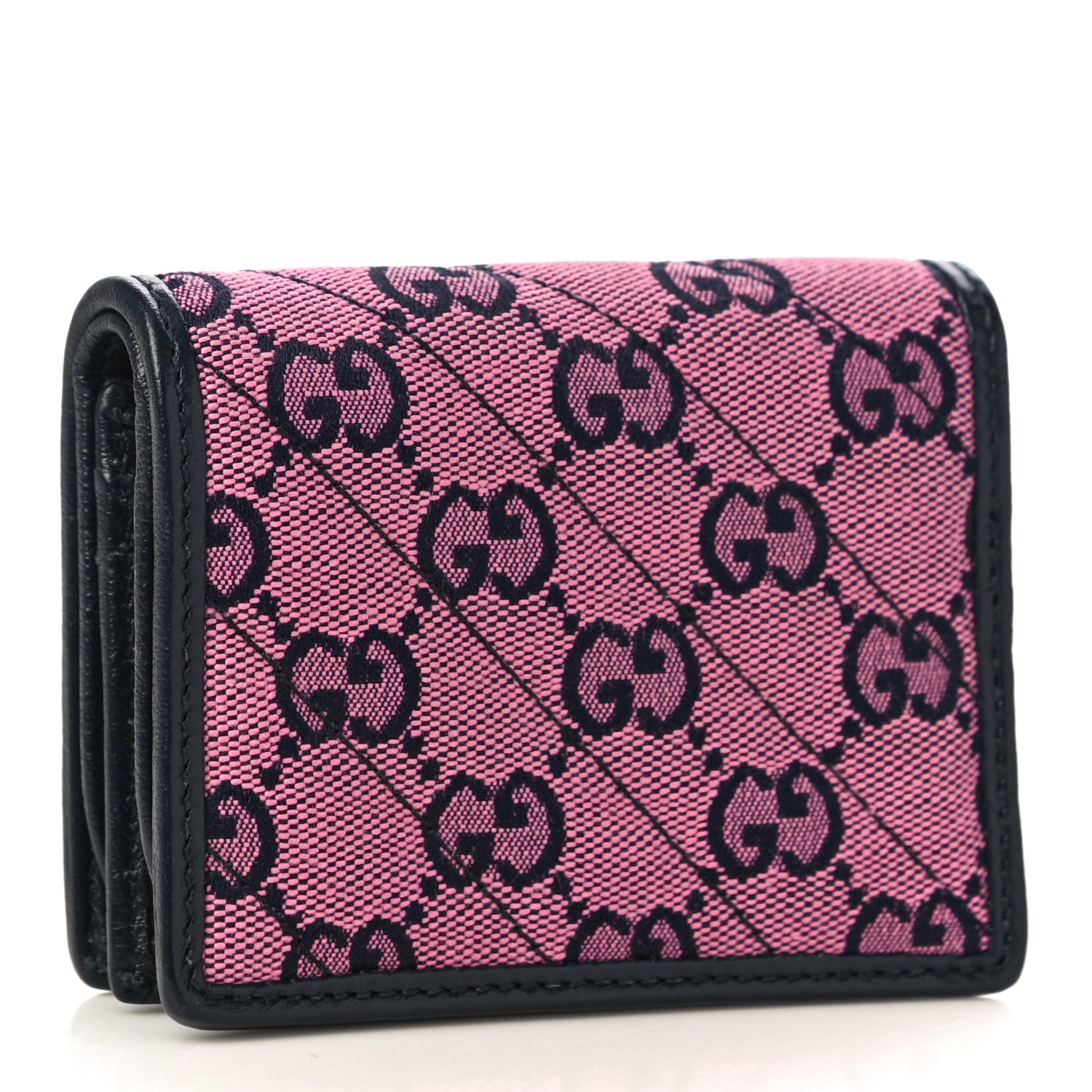 Gucci Monogram Multicolor Matelasse Diagonal GG Marmont Card Case Wallet Pink Blue 3 of 10