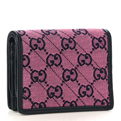 Gucci Monogram Multicolor Matelasse Diagonal GG Marmont Card Case Wallet Pink Blue 3 of 10