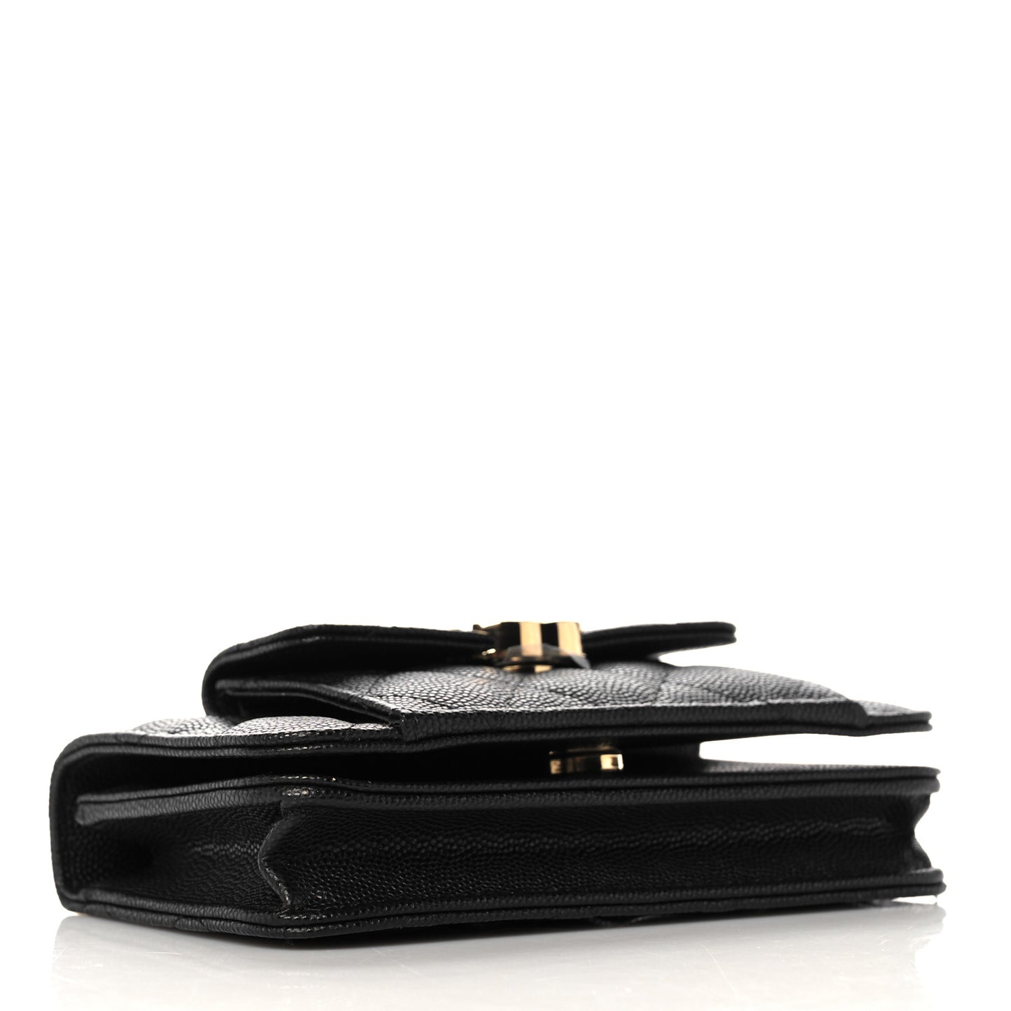 Caviar Quilted Pocket Twins Clutch With Chain Black