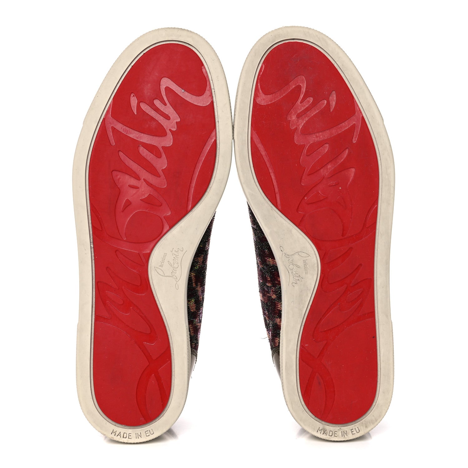 Christian Louboutin Crystal Metallic Suede Peacock Woven Lurex Gondolastrass Sneakers 36.5 Burgundy 5 of 14