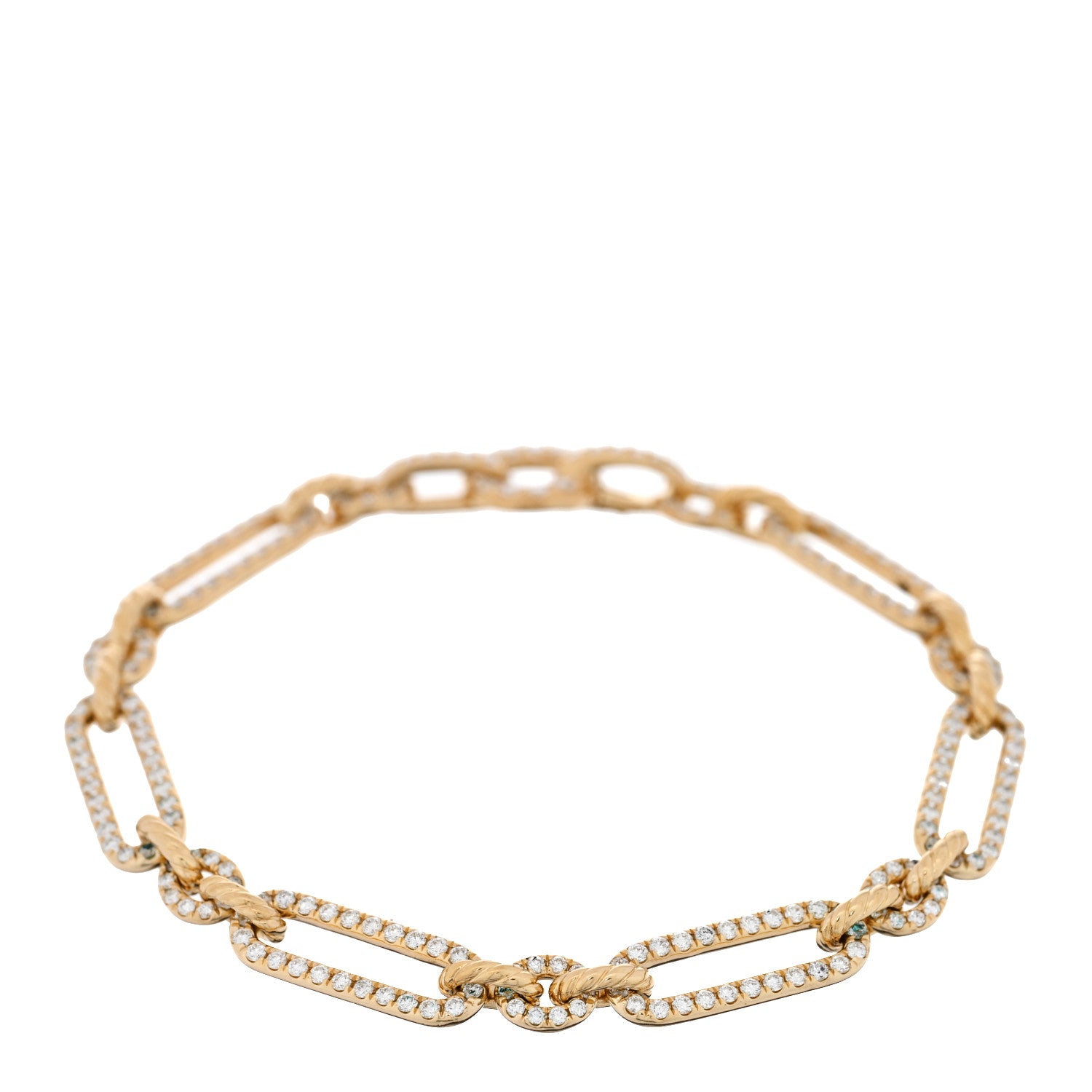 David Yurman 18K Yellow Gold Diamond 6.5mm Lexington Chain Bracelet 1 of 4