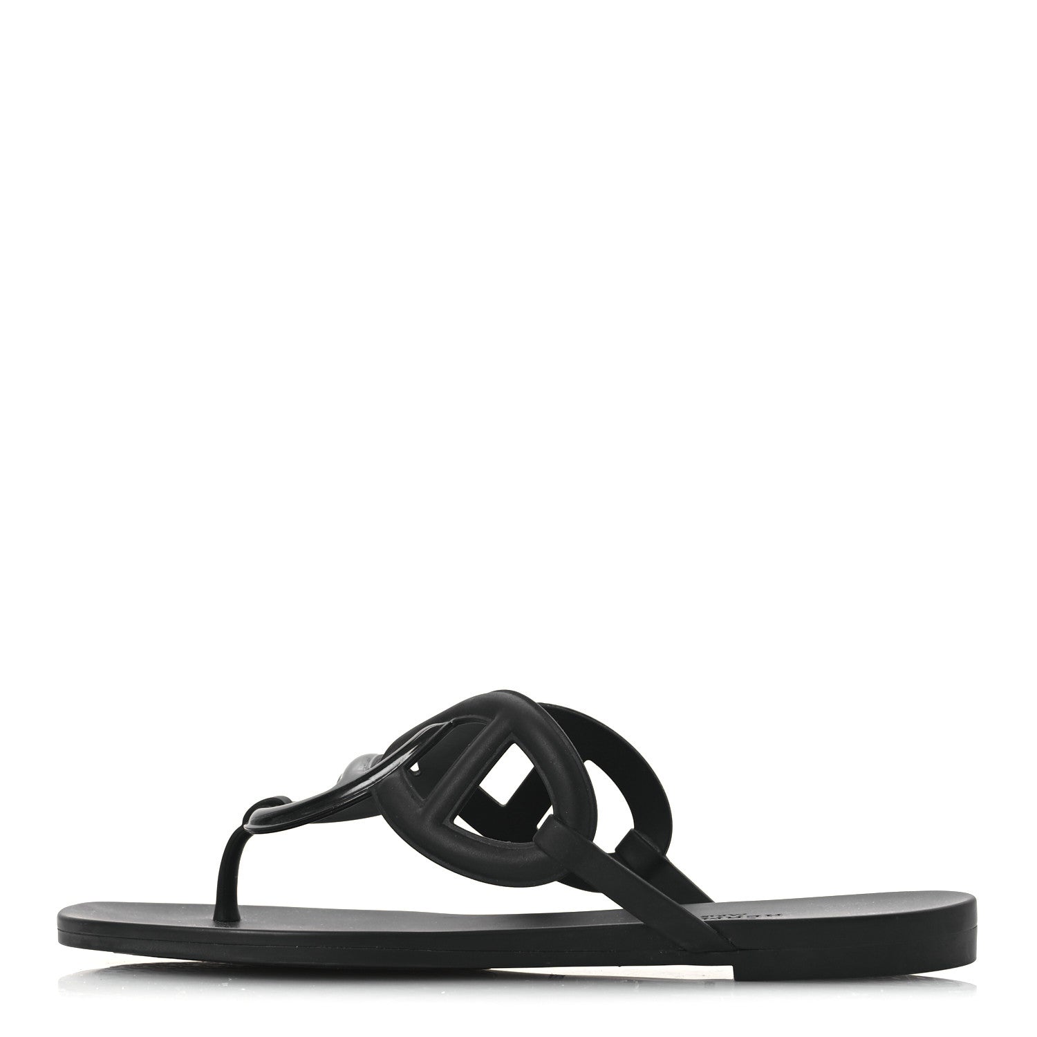Hermes Rubber Womens Egerie Sandals 38 Black 1 of 12