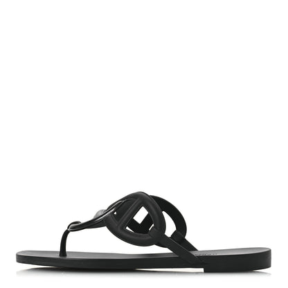 Hermes Rubber Womens Egerie Sandals 38 Black 1 of 12