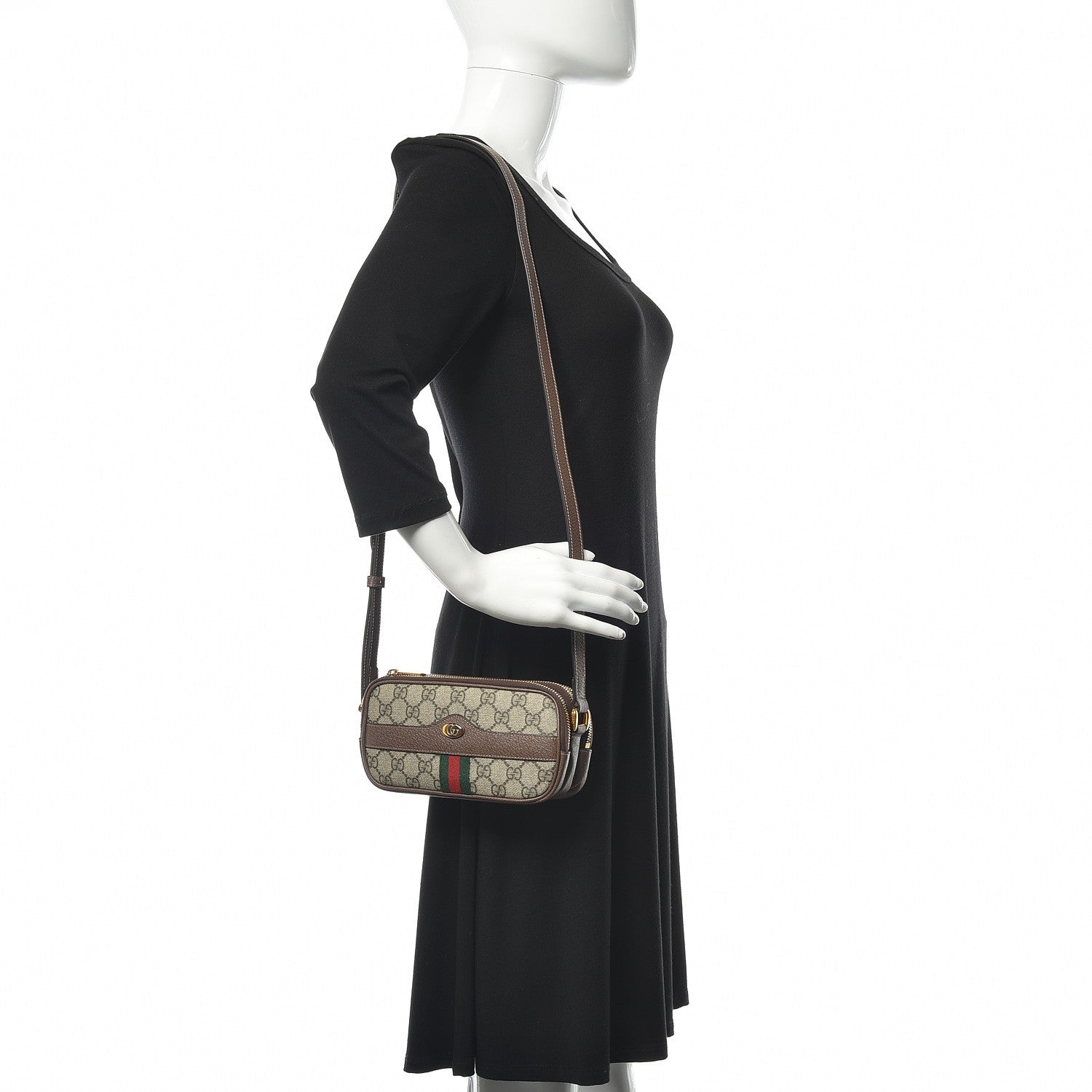 Gucci GG Supreme Monogram Web Mini Ophidia GG Bag Brown 2 of 10