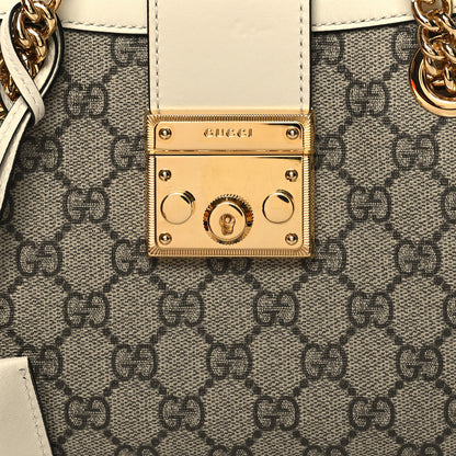 Gucci GG Supreme Monogram Moon Calfskin Small Padlock Tote Beige Ebony Mystic White 8 of 10