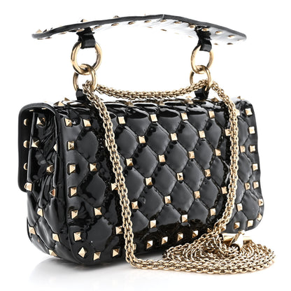 Valentino Garavani Patent Small Rockstud Spike Shoulder Bag Black 3 of 11