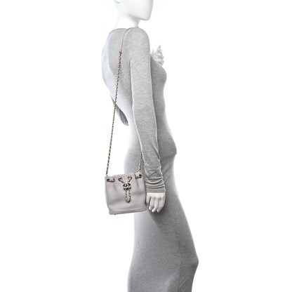Chanel Calfskin Stitched Chain Bucket Bag Light Grey 2 of 12