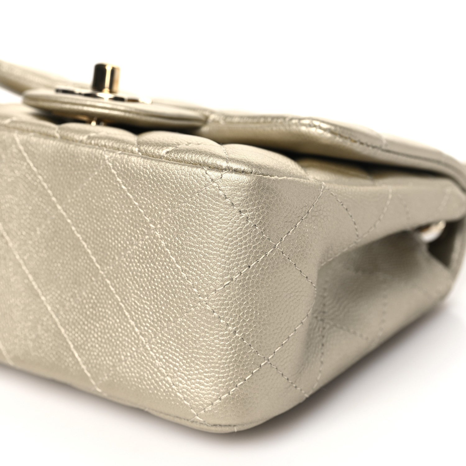 Chanel Metallic Caviar Quilted Mini Square Flap Light Gold 10 of 11