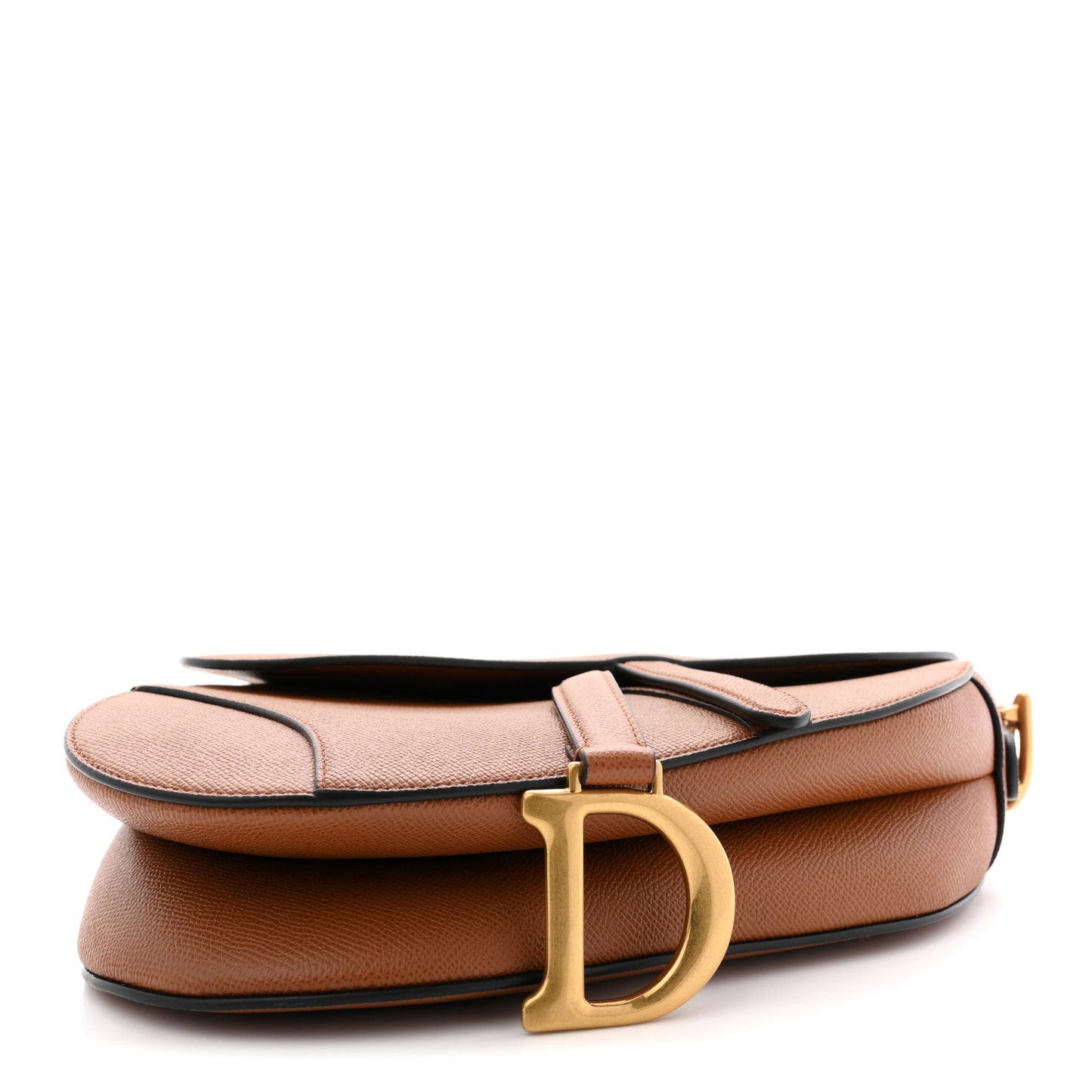 Grained Calfskin Saddle Bag With Strap Camello