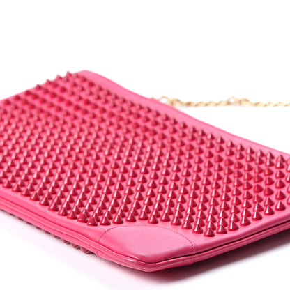 Christian Louboutin Calfskin Spikes Loubiposh Chain Clutch Fuchsia 8 of 9