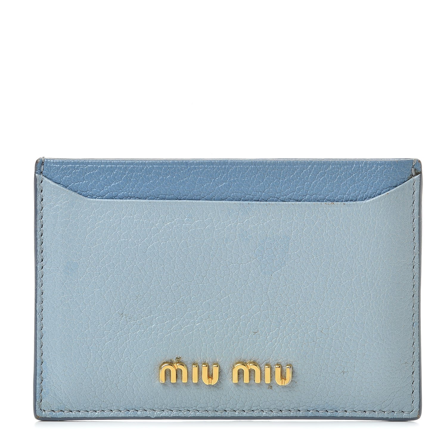 Miu Miu Goatskin Madras Bicolore Card Case Astrale Ciel 1 of 10