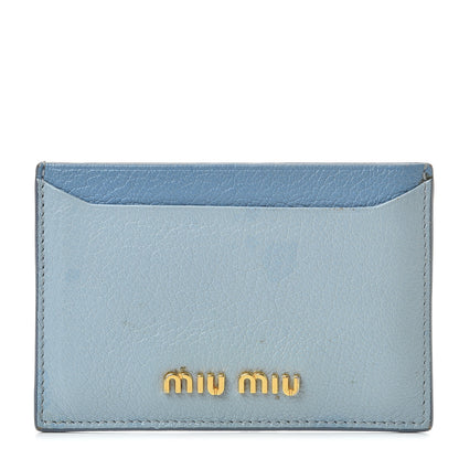 Miu Miu Goatskin Madras Bicolore Card Case Astrale Ciel 1 of 10