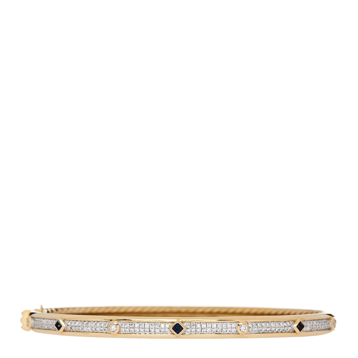 David Yurman 18K Yellow Gold Diamond Blue Sapphire Modern Renaissance Full Pave Bracelet 1 of 4