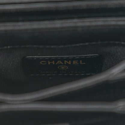 Chanel Shiny Lambskin Quilted Top Handle Card Holder On Chain Black 7 of 11