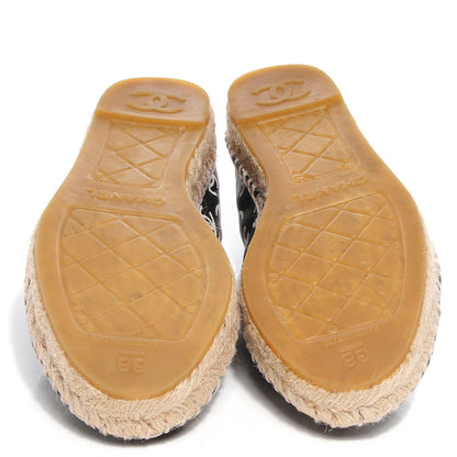 Chanel Lambskin Printed CC Espadrilles 38 Black White 5 of 8