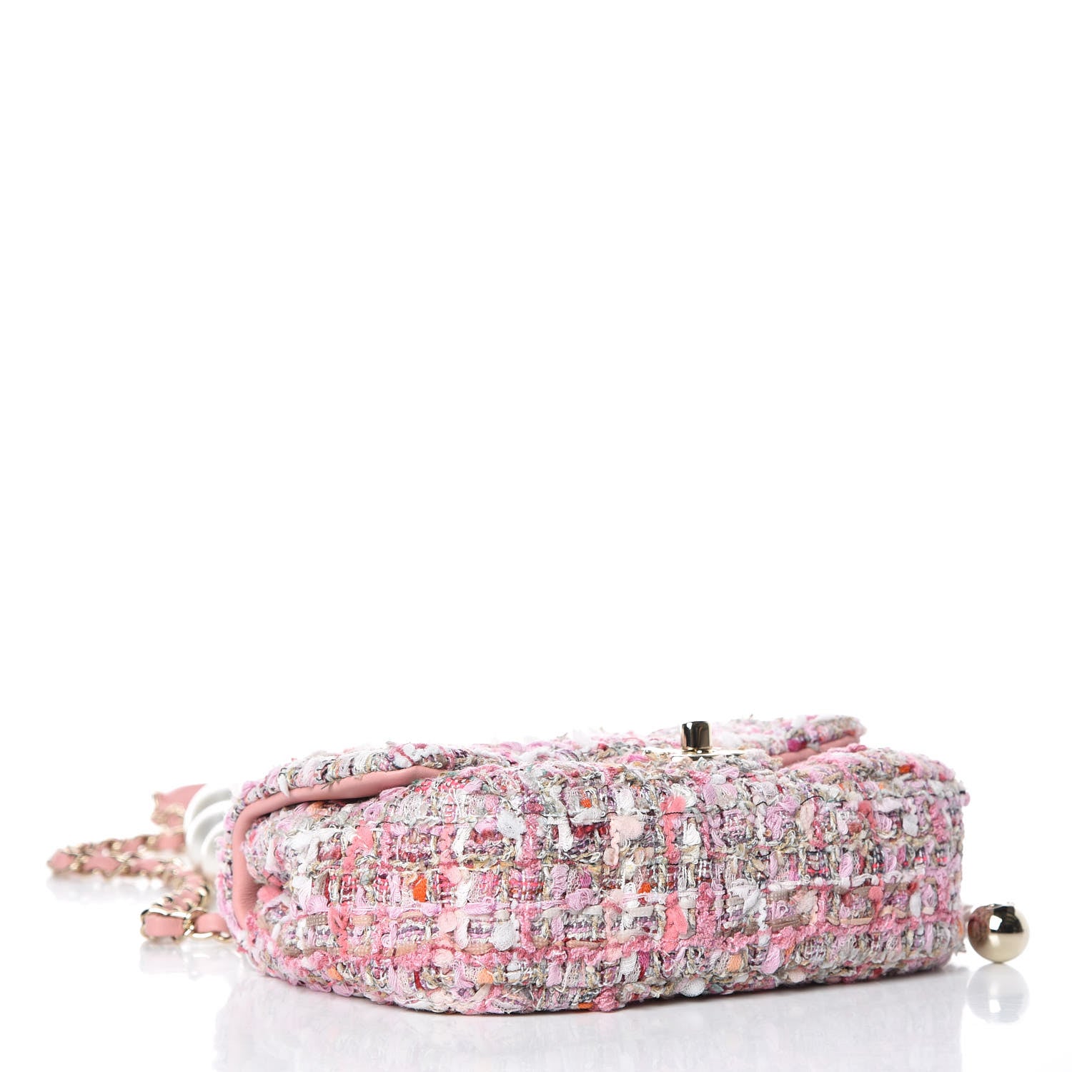 Chanel Tweed Mini Pearl Handle Flap Pink Beige Orange Ecru 5 of 9