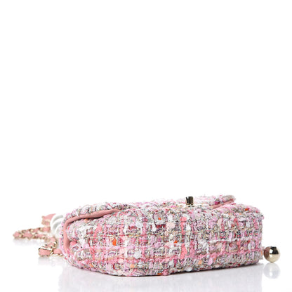 Chanel Tweed Mini Pearl Handle Flap Pink Beige Orange Ecru 5 of 9
