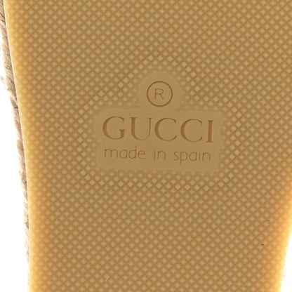 Gucci Lame GG Monogram Ankle Wrap Platform Espadrille Wedges 37 Silver Beige Light Grey 6 of 10