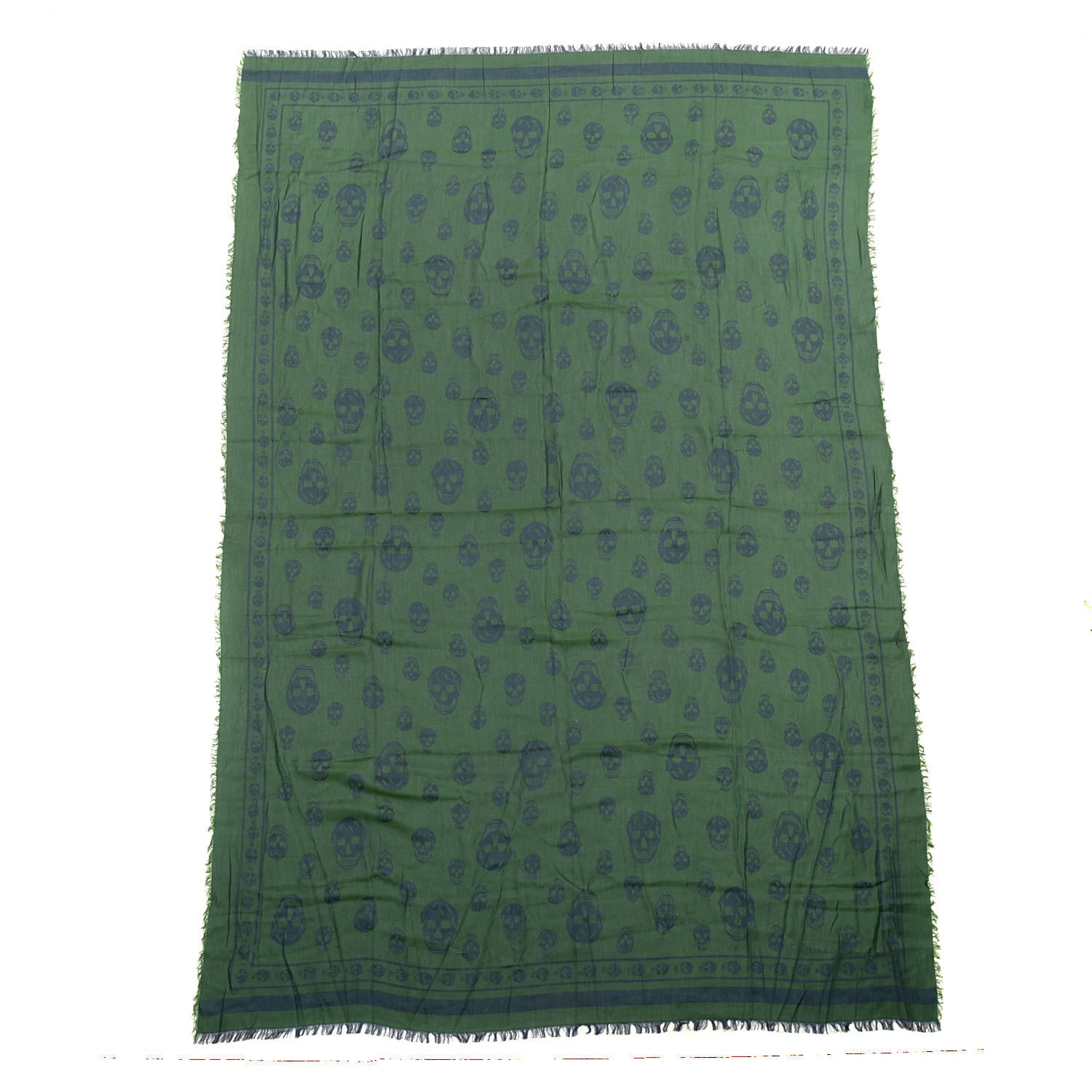 Alexander McQueen Cotton Viscose Skull Shawl Blue Green 1 of 4
