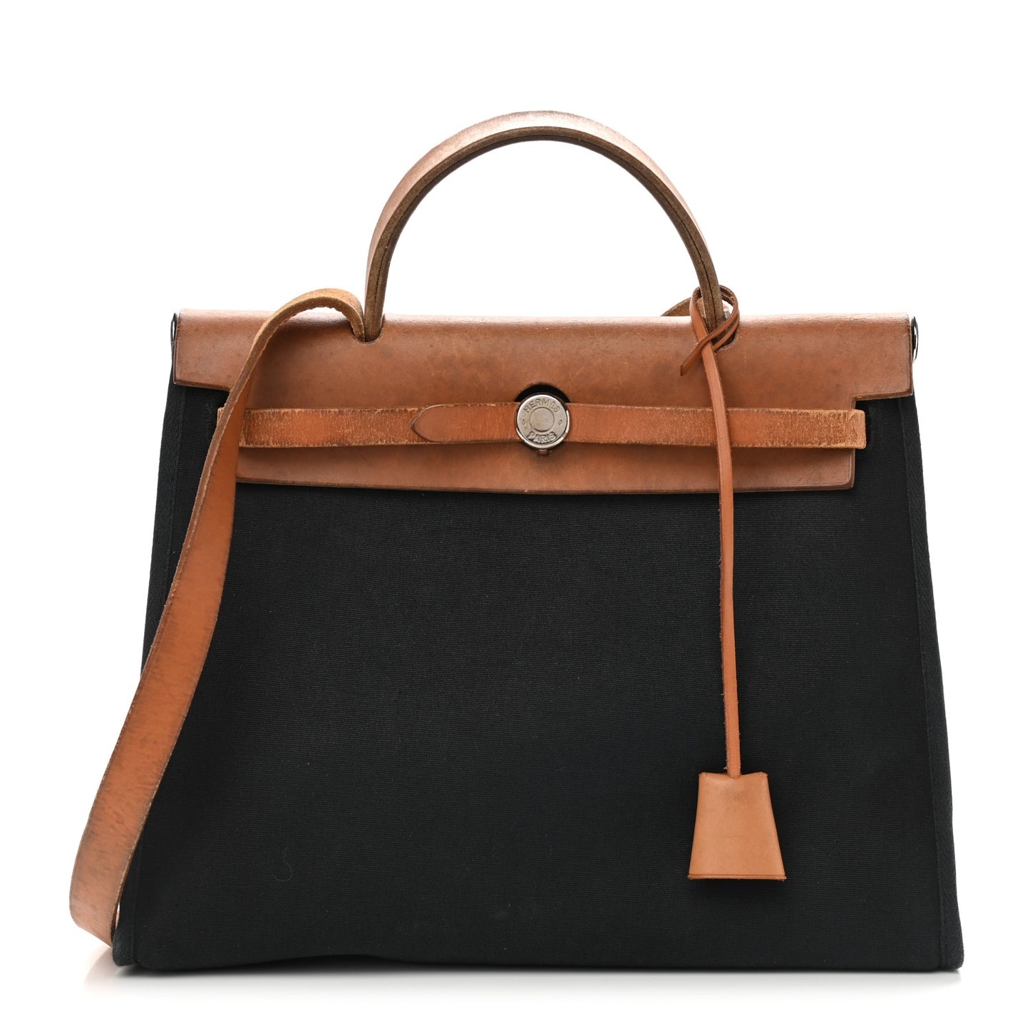 Toile Vache Calfskin Herbag PM 30 Black Natural