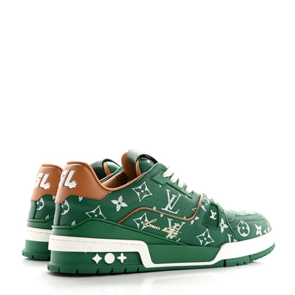 Louis Vuitton Calfskin Monogram Mens LV Trainer Sneakers 8 Green 5 of 10