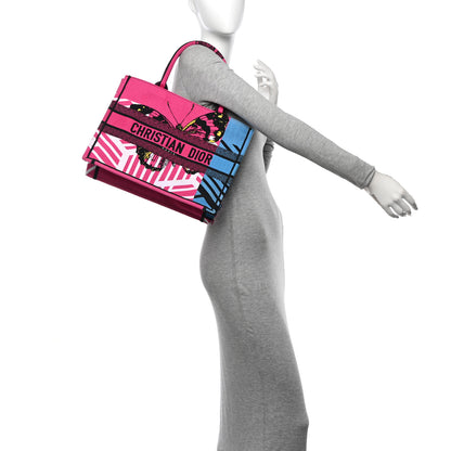 Christian Dior Canvas Embroidered Medium Jungle Pop Book Tote Fuchsia Multicolor 2 of 13