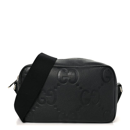 Gucci Piuma Calfskin Jumbo GG Embossed Messenger Bag Black 1 of 10