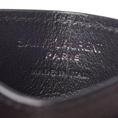 Saint Laurent Grain De Poudre Matelasse Chevron Monogram Credit Card Case Black 6 of 7