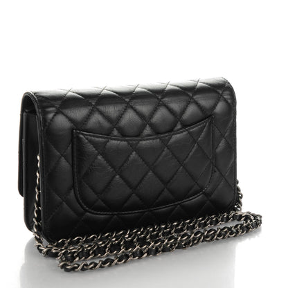 Chanel Aged Calfskin Quilted Lucky Charms 2.55 Reissue Wallet On Chain WOC Black 3 of 8