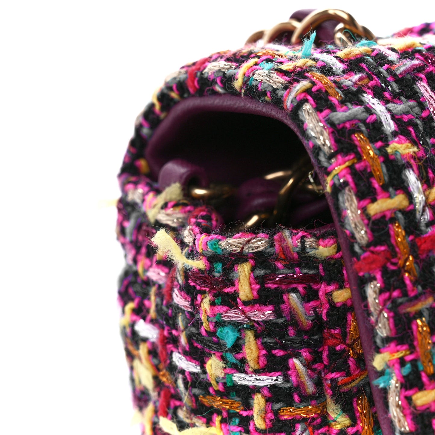 Tweed Quilted Mini Rectangular Flap Pink Multicolor