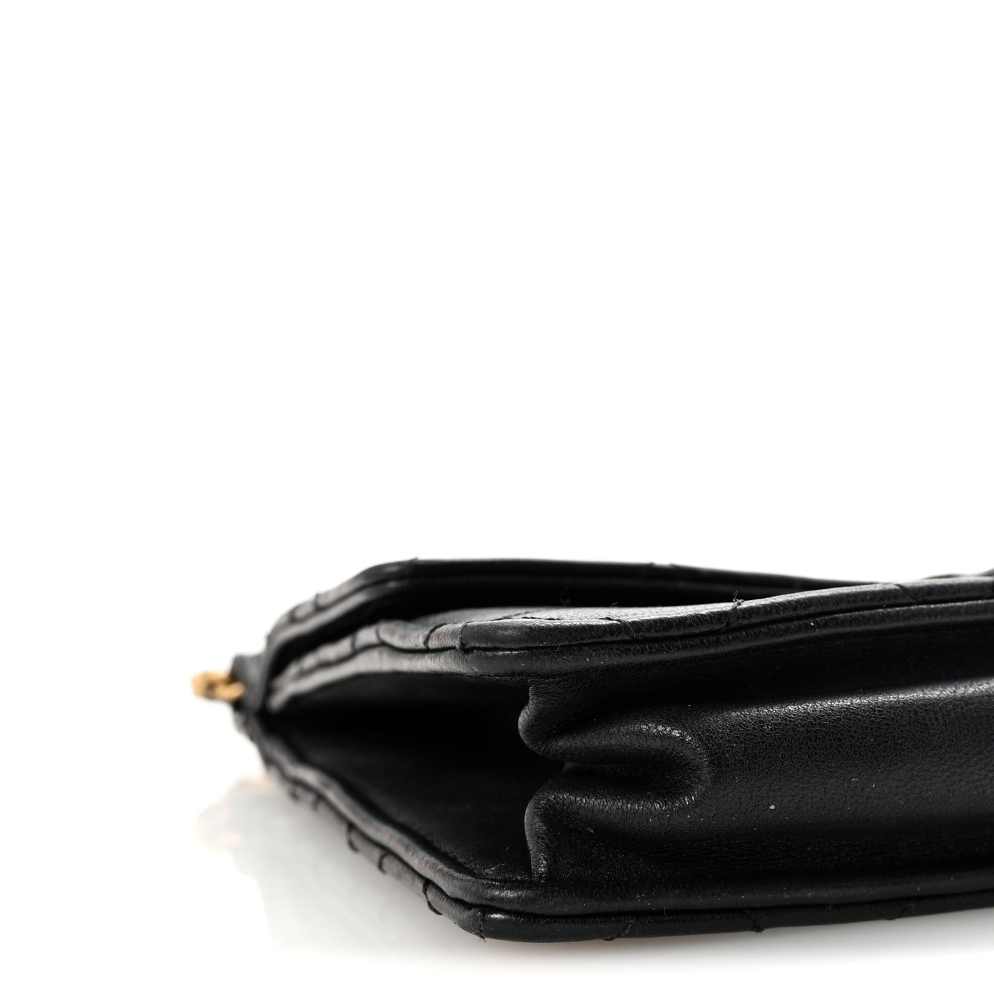 Goatskin Quilted Pearl Chain Flap Bag Black
