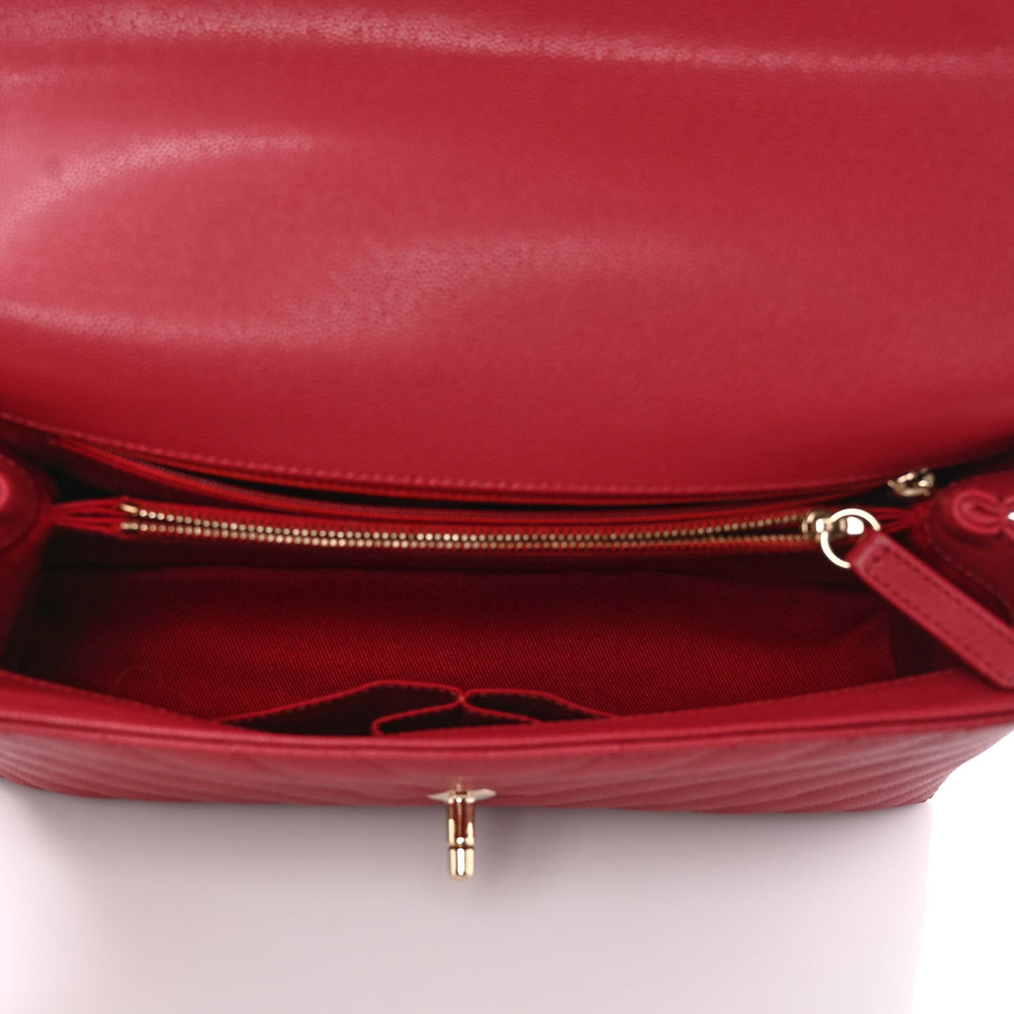 Caviar Lizard Chevron Quilted Small Coco Handle Flap Red