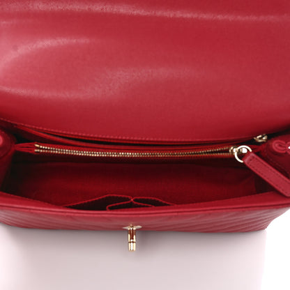 Chanel Caviar Lizard Chevron Quilted Small Coco Handle Flap Red 5 of 9