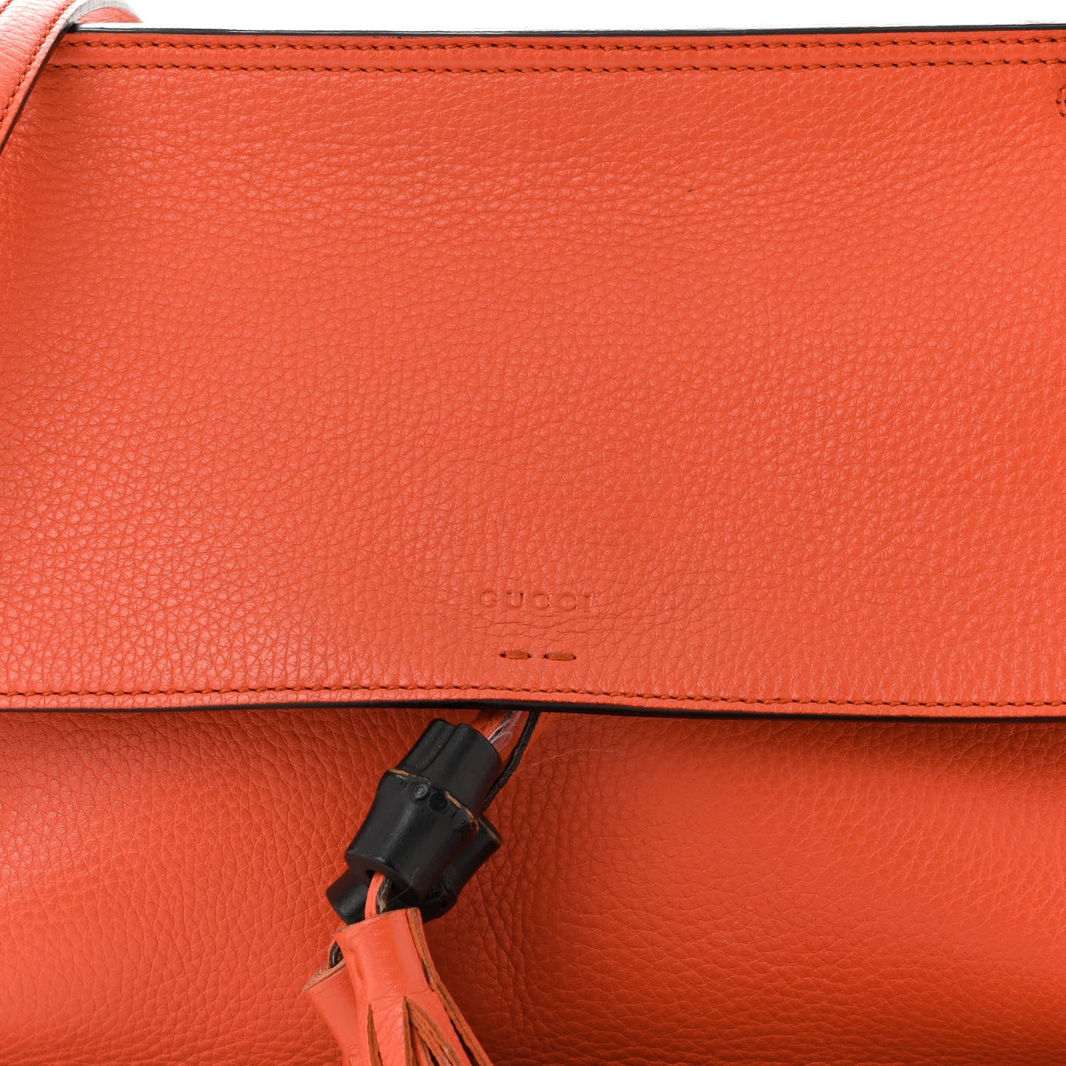 Gucci Cellarius Calfskin Medium Bamboo Daily Flap Shoulder Bag New Dark Orange 7 of 16