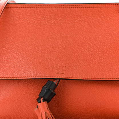 Gucci Cellarius Calfskin Medium Bamboo Daily Flap Shoulder Bag New Dark Orange 7 of 16