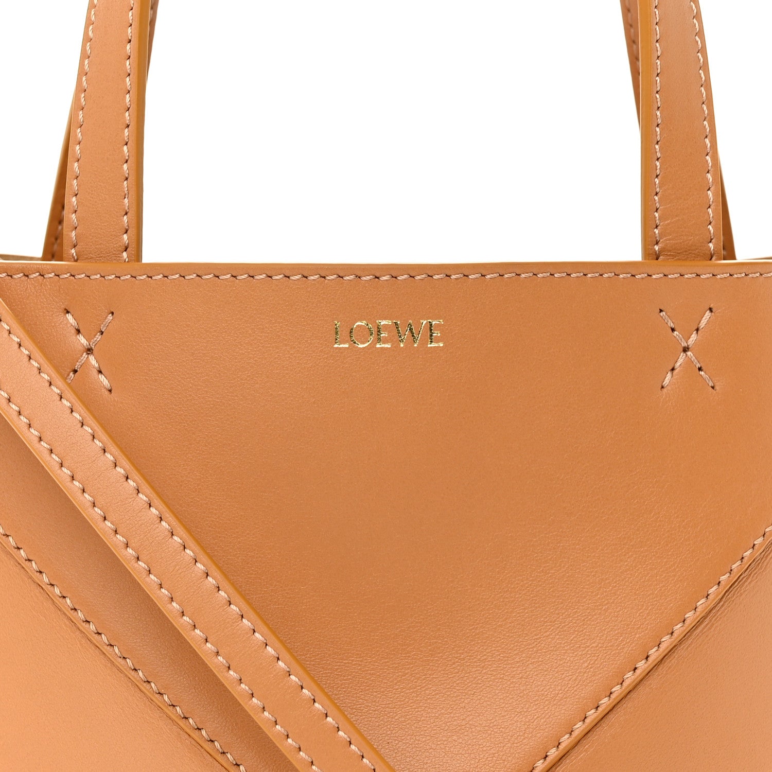 Loewe Shiny Calfskin Mini Puzzle Fold Tote Warm Desert 8 of 10