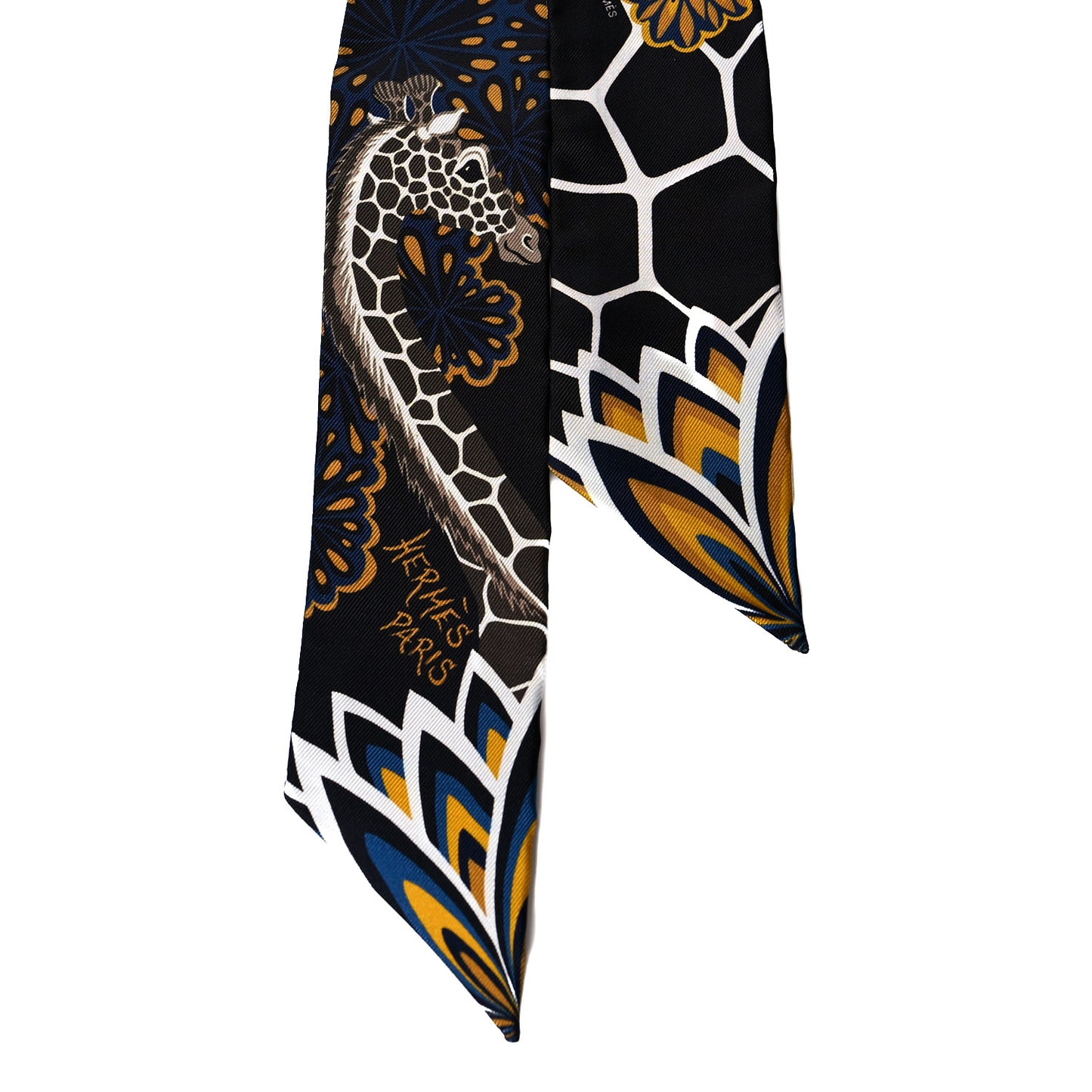 Silk Three Graces Twilly Black Gold Taupe