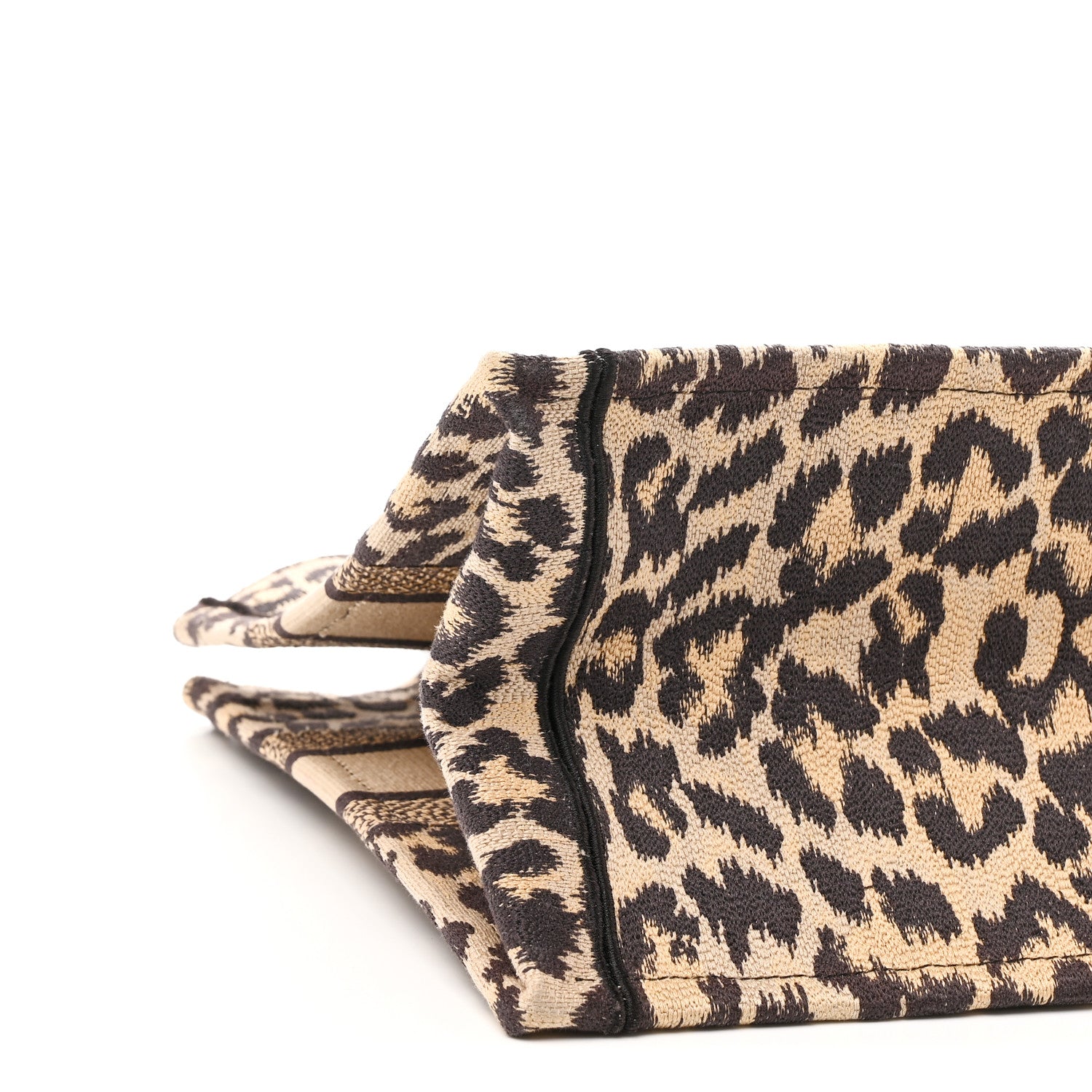 Christian Dior Canvas Mizza Embroidered Medium Leopard Book Tote Beige 9 of 10