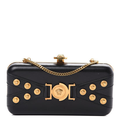 Versace Nappa Medallion Tribute Evening Clutch Chain Black 1 of 8