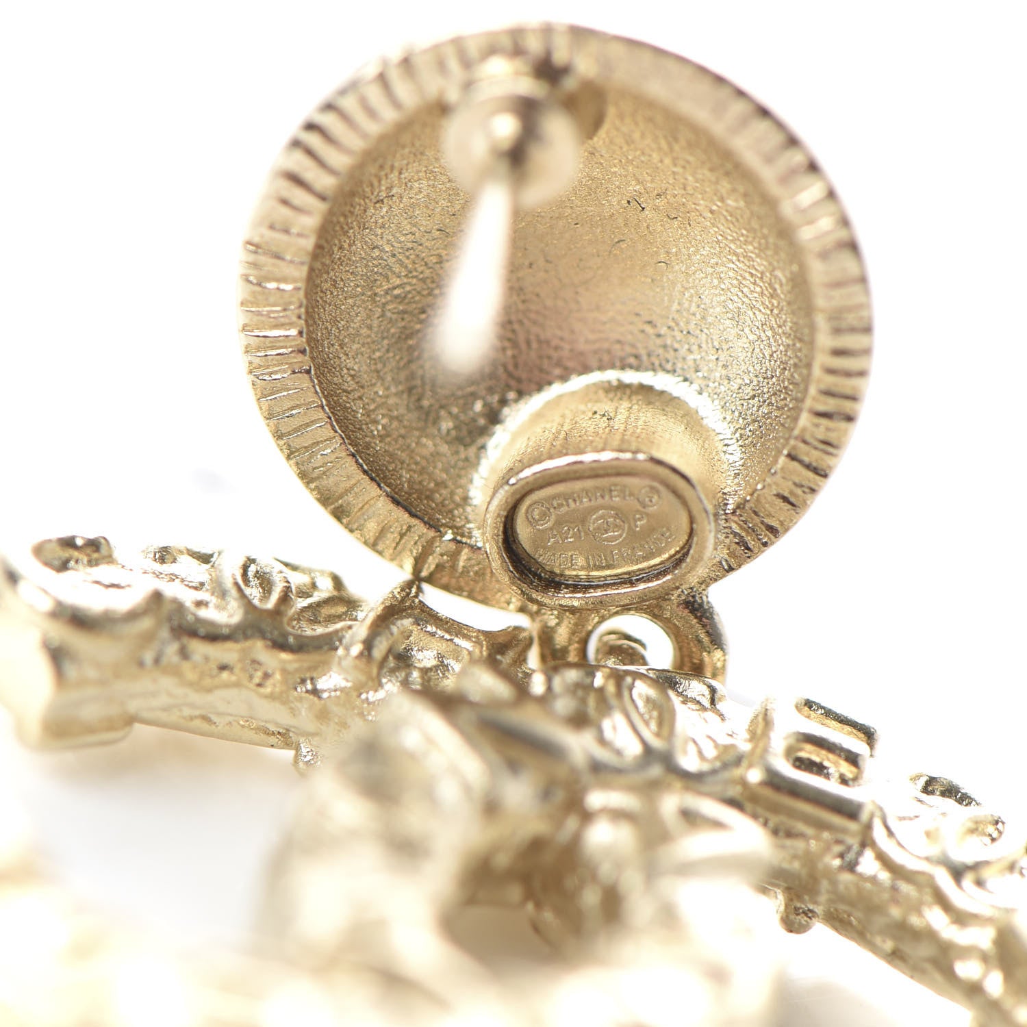 Chanel Crystal CC Drop Earrings Gold 4 of 5