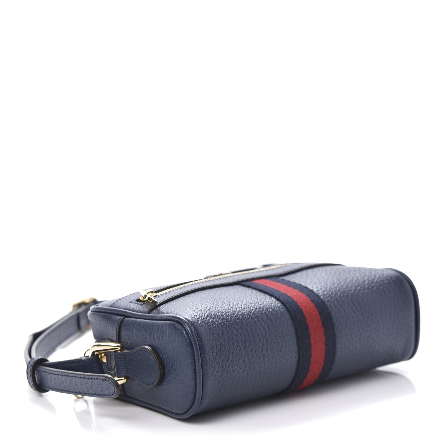 Textured Calfskin Web Mini Ophidia Shoulder Bag Blue Agata