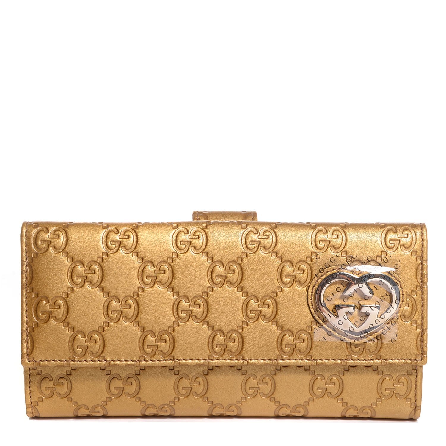 Gucci Metallic Soft Guccissima Lovely Continental Wallet Gold 1 of 8