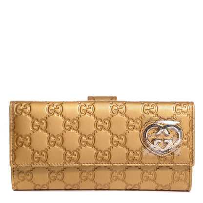 Gucci Metallic Soft Guccissima Lovely Continental Wallet Gold 1 of 8