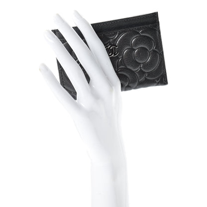Chanel Goatskin Camellia Embossed Card Holder Anthracite 2 of 9
