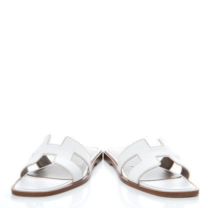 Hermes Box Calfskin Oran Sandals 34.5 White 5 of 12