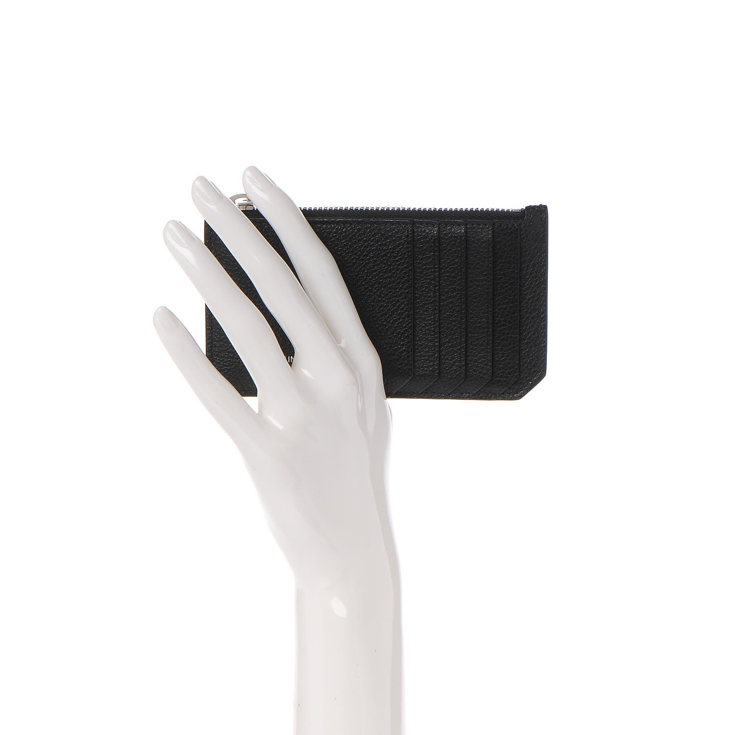 Saint Laurent Grained Calfskin 5 Fragments Zip Pouch Card Holder Black 2 of 9