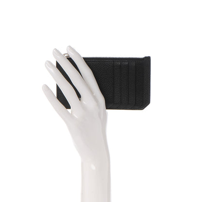 Saint Laurent Grained Calfskin 5 Fragments Zip Pouch Card Holder Black 2 of 9